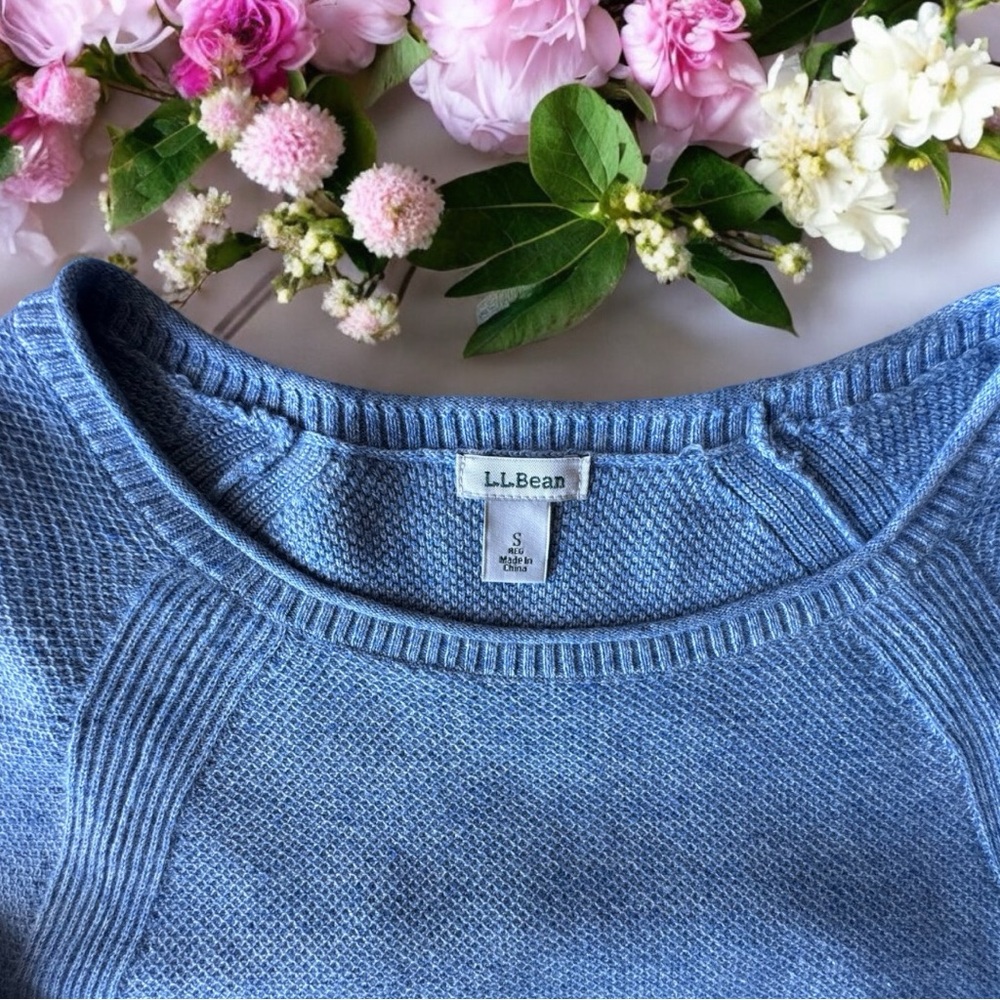 L. L. Bean Crew Knit Cotton Sweater - Size S - Blue - Like New! Summer Weight - Picture 6 of 13